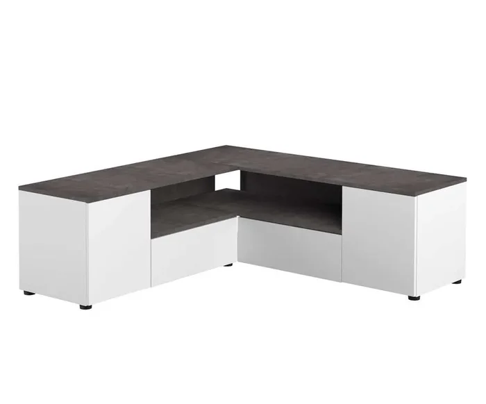 TEMAHOME – Angle Tv Stand in White / Concrete Look – X3241X0621A01