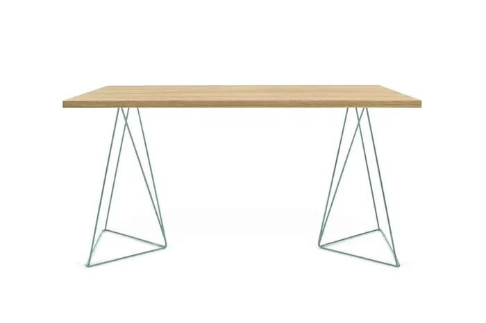 TEMAHOME – Flow Desk in Oak / Sea Green Lacquered Steel – 9500053245