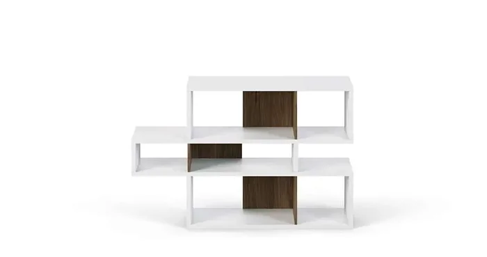 TEMAHOME – London Composition Bookcase in Pure White Frame, Walnut Backs – 9500314810