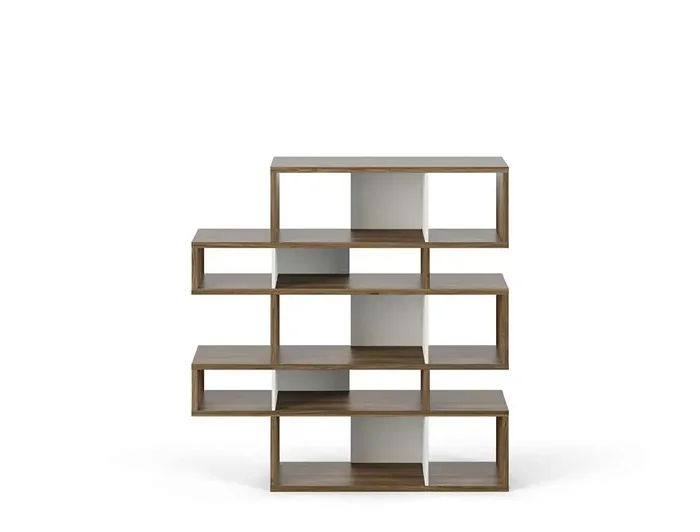 TEMAHOME – London Composition Bookcase in Walnut Frame, Pure White Backs – 9500314933