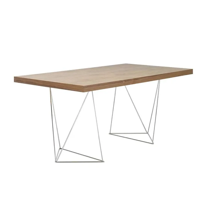 TEMAHOME – Multi 63″ Table Top with Trestles in Walnut / Chrome – 9500611124