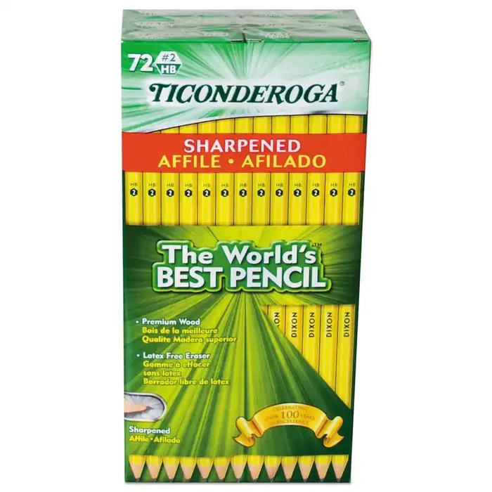Ticonderoga® Pre-Sharpened Pencil, Hb ( 2), Black Lead, Yellow Barrel, 72/pack