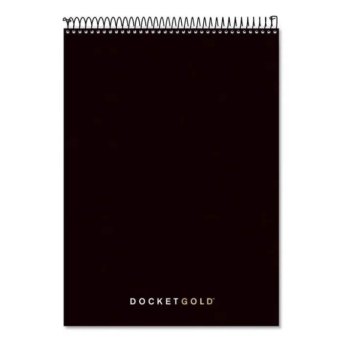 TOPS™ Docket Gold Planner Pad, Project-Management Format, Medium/college Rule, Black Cover, 70 White 8.5 X 11.75 Sheets