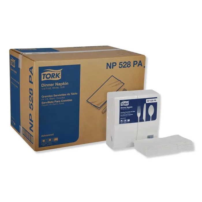 Tork® Advanced Dinner Napkins, 2-Ply, 15″ X 17″, 1/8 Fold, White, 100/pk, 28 Pk/ct