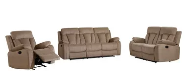 Transitional Microfiber Fabric Sofa Set / 9760-BEIGE