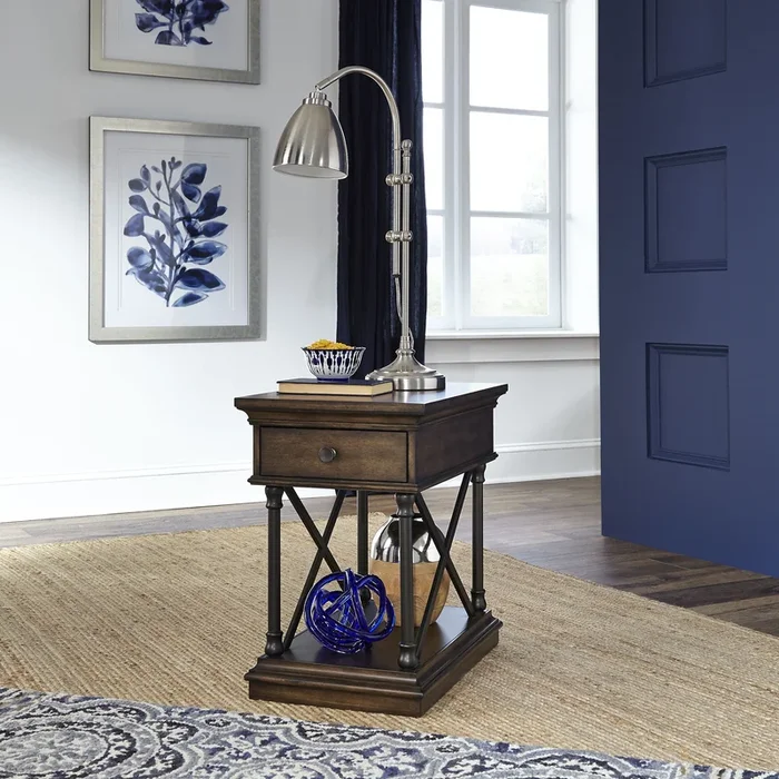 Tribeca – Drawer Chair Side Table – Dark Brown