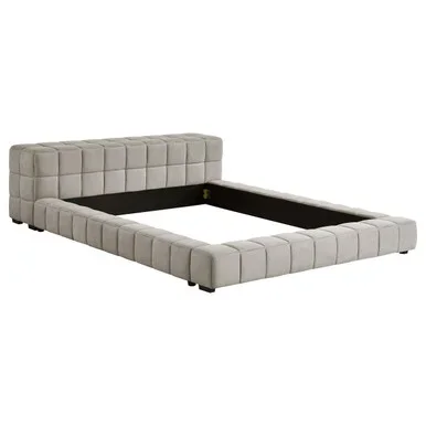 Trinity Upholstered Queen Platform Bed Light Taupe / CS-306121Q