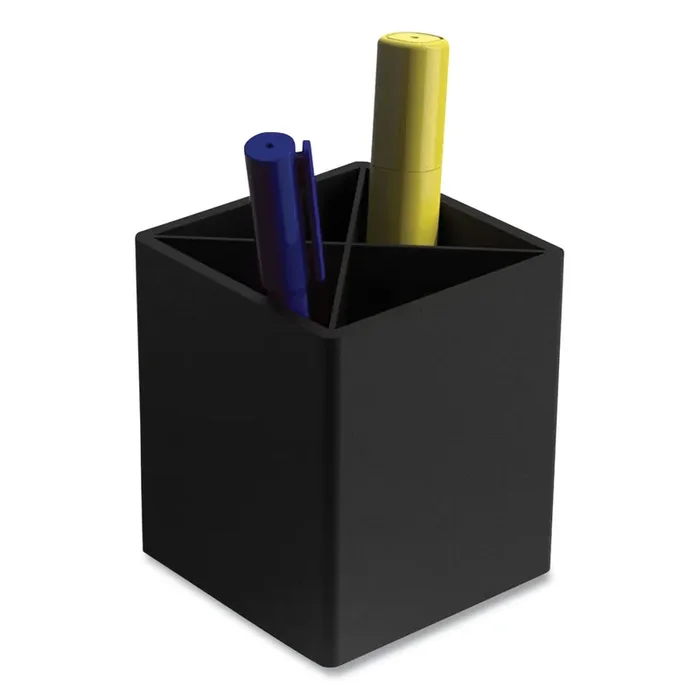 TRU RED™ Divided Plastic Pencil Cup, 3.31 X 3.31 X 3.87, Black