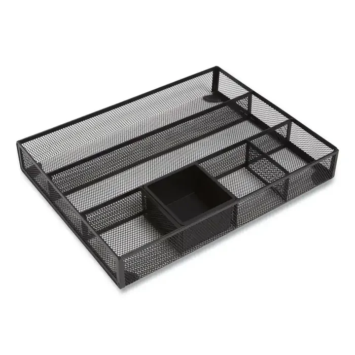 TRU RED™ Mesh Drawer Organizer, Six Compartment, 15.43 x 12.2 x 2.68, Black