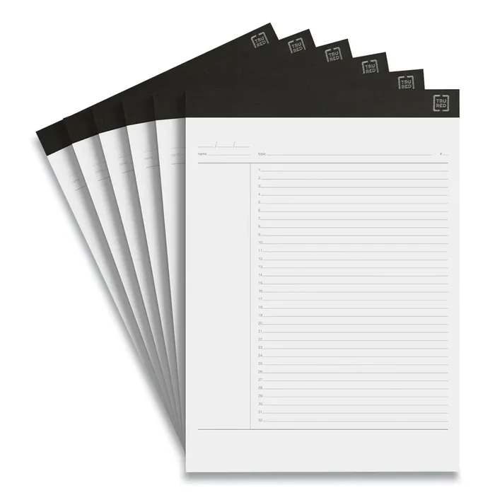 TRU RED™ Notepads, Project-Management Format, 50 White 8.5 X 11.75 Sheets, 6/pack
