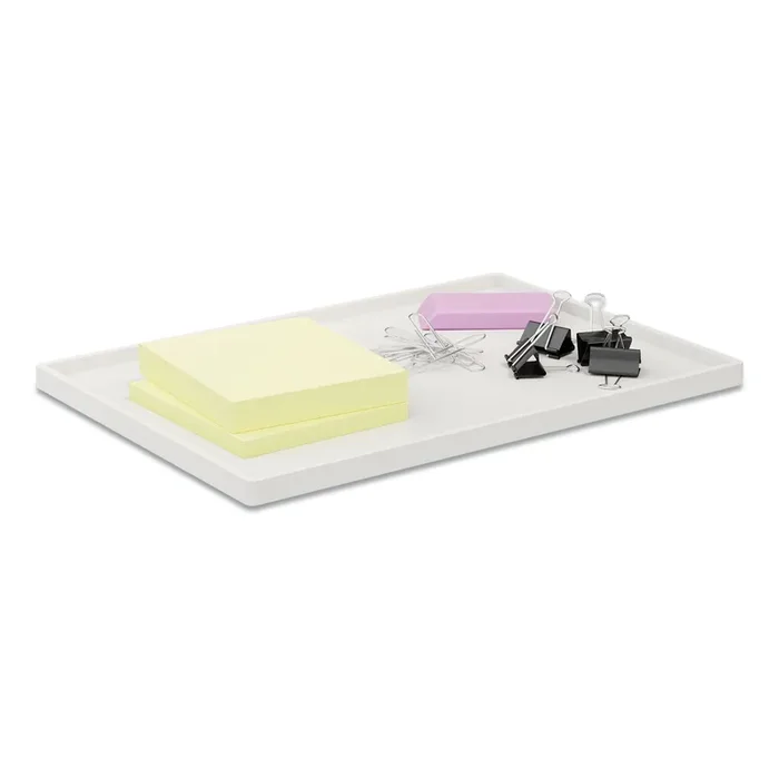 TRU RED™ Slim Stackable Plastic Tray, 6.85 x 9.88 x 0.47, White