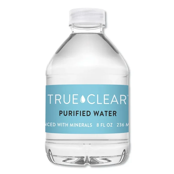 True Clear® Purified Bottled Water, 8 Oz Bottle, 24 Bottles/carton