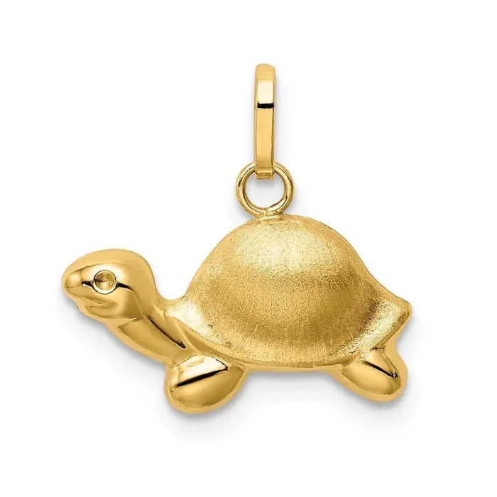 Turtle Charm 14k Gold Satin & Polished YC1422