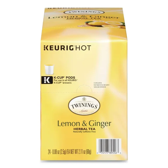 TWININGS® Tea K-Cups, Lemon Ginger, 0.11 Oz K-Cups, 24/box