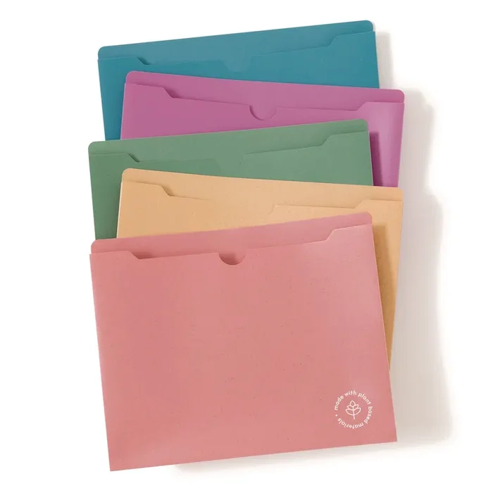 U Brands U-Eco Poly File Jackets, Straight Tab, Letter Size, Assorted, 10/Pack