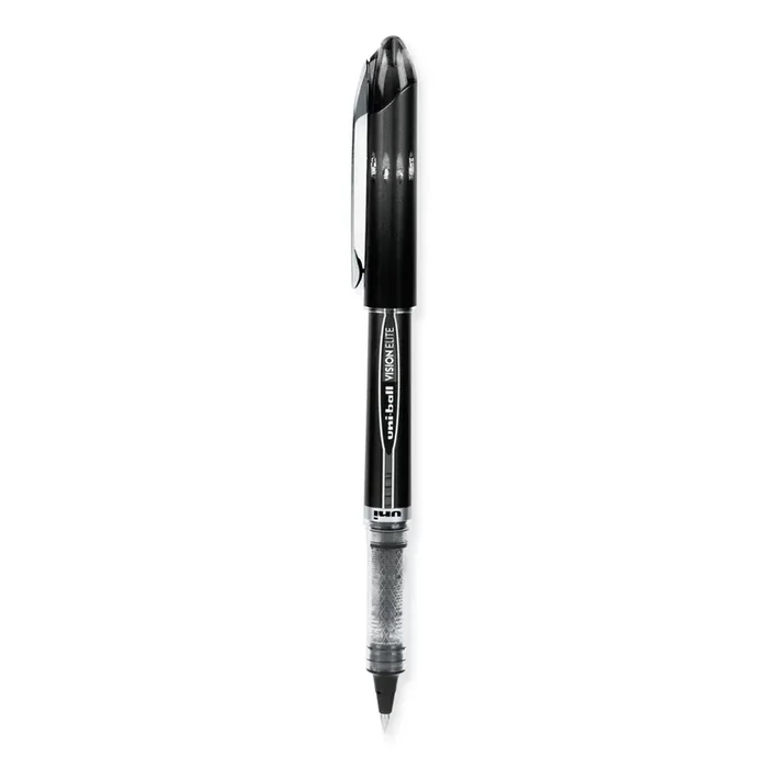 uniball® VISION ELITE Hybrid Gel Pen, Stick, Extra-Fine 0.5 mm, Black Ink, Black/Clear Barrel