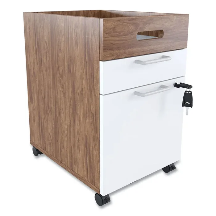 Union & Scale™ Essentials Mobile Pedestal File, Left Or Right, 2-Drawers Box/file, Legal/letter, White/espresso, 15.5″ X 21.2″ X 24.2″