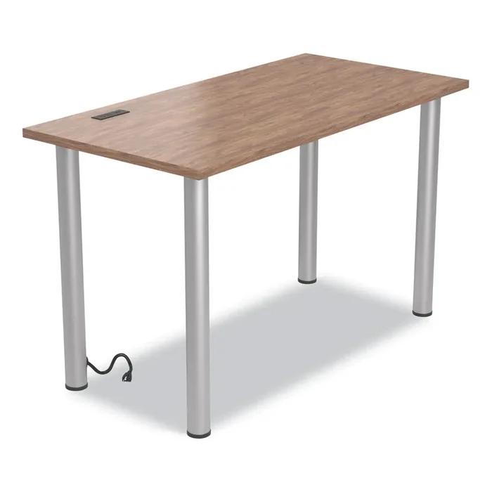 Union & Scale™ Essentials Writing Table-Desk With Integrated Power Management, 47.5″ X 23.7″ X 28.8″, Espresso/aluminum