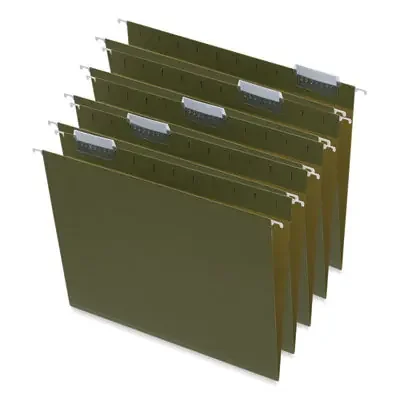 Universal® Box Bottom Hanging File Folders, 1″ Capacity, Letter Size, 1/5-Cut Tabs, Standard Green, 25/Box