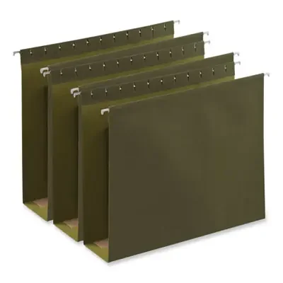 Universal® Box Bottom Hanging File Folders, 3″ Capacity, Letter Size, 1/5-Cut Tabs, Standard Green, 25/Box