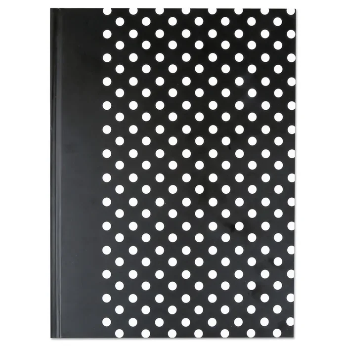 Universal® Casebound Hardcover Notebook, 1-Subject, Wide/Legal Rule, Black/White Cover, (150) 10.25 x 7.63 Sheets