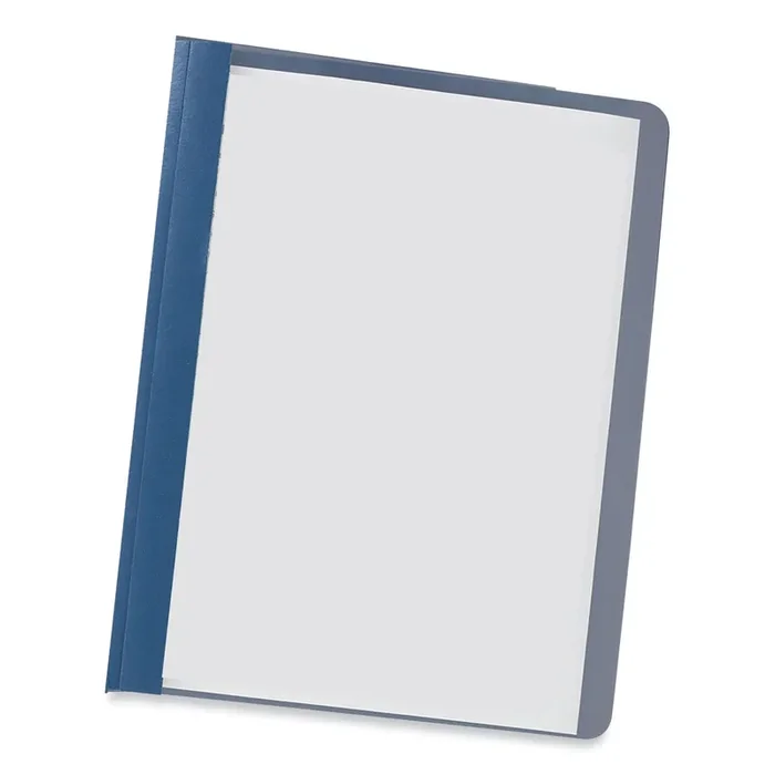 Universal® Clear Front Report Covers with Fasteners, Three-Prong Fastener, 0.5″ Capacity, 8.5 x 11, Clear/Dark Blue, 25/Box