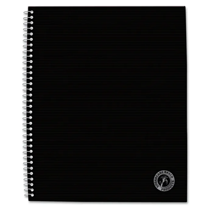Universal® Deluxe Sugarcane Based Notebooks, Coated Bagasse Cover, 1-Subject, Medium/College Rule, Black Cover, (100) 11 x 8.5 Sheets
