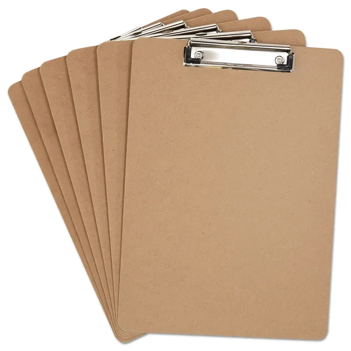 Universal® Hardboard Clipboard with Low-Profile Clip, 0.5″ Clip Capacity, Holds 8.5 x 11 Sheets, Brown, 6/Pack