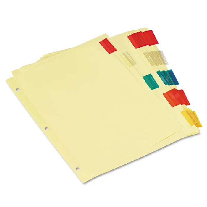 Universal® Insertable Tab Index, 5-Tab, 11 x 8.5, Buff, Assorted Tabs, 6 Sets