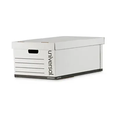 Universal® Medium-Duty Easy Assembly Storage Box, Legal Files, White, 12/carton