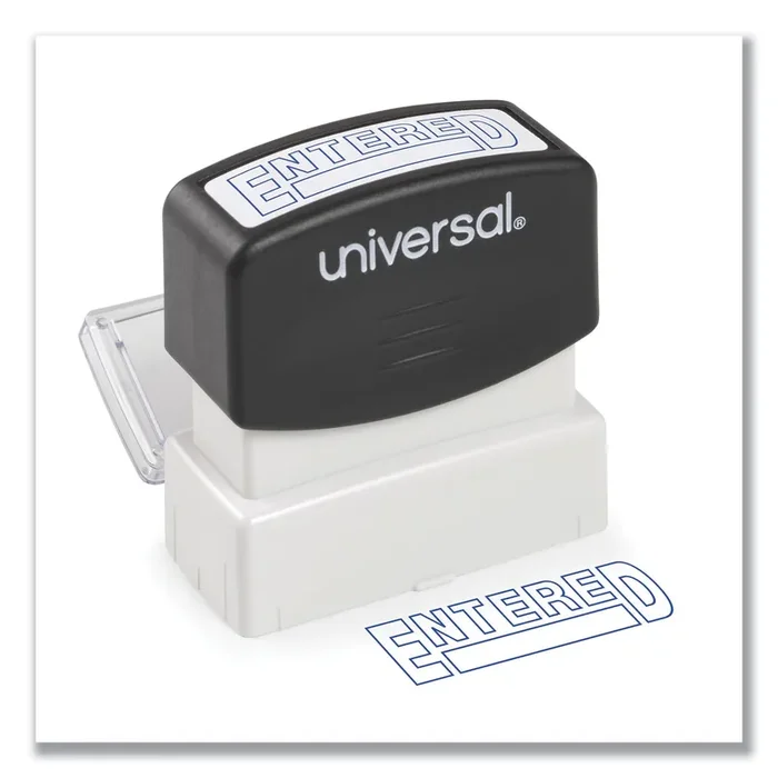 Universal® Message Stamp, Entered, Pre-Inked One-Color, Blue