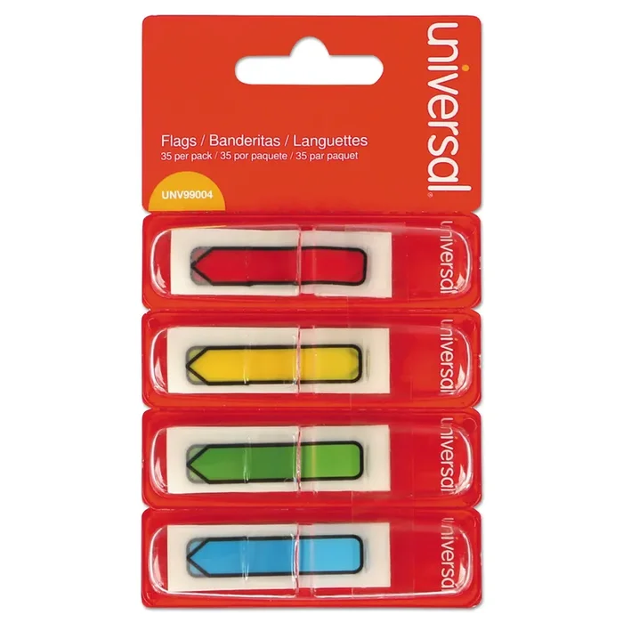 Universal® Page Flags, Assorted Colors, 35 Flags/dispenser, 4 Dispensers/pack
