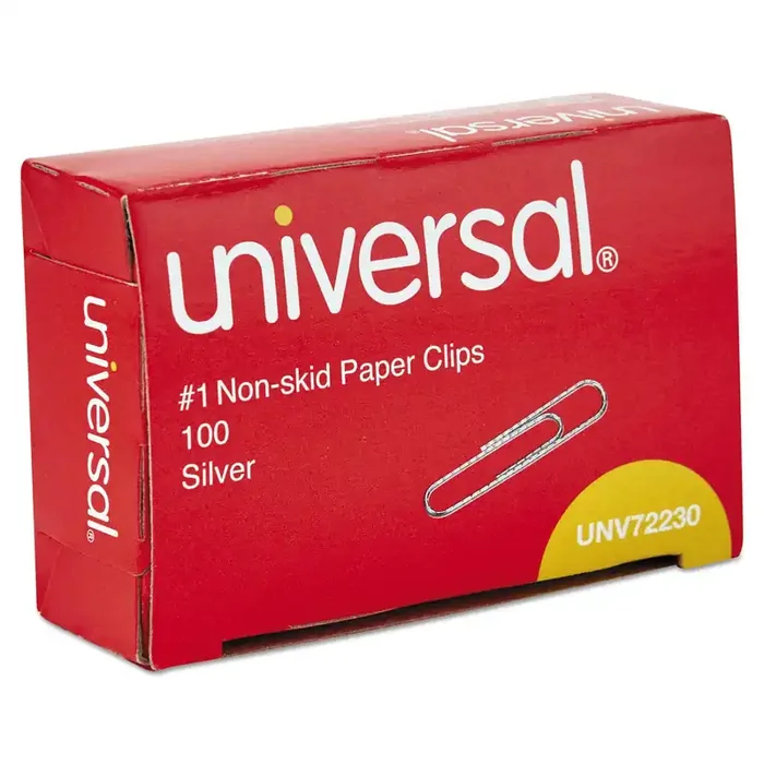 Universal® Paper Clips, 1, Nonskid, Silver, 100 Clips/Box, 10 Boxes/Pack