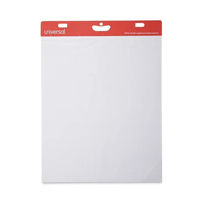 Universal® Renewable Resource Sugarcane Based Easel Pads, Unruled, 27 x 34, White, 50 Sheets, 2/Carton