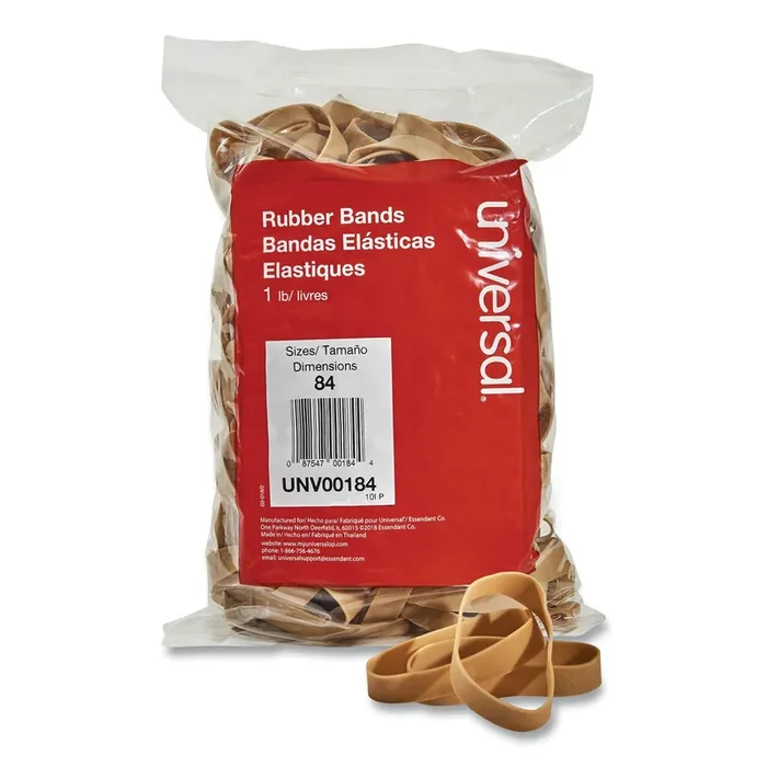 Universal® Rubber Bands, Size 84, 0.04″ Gauge, Beige, 1 Lb Box, 155/pack