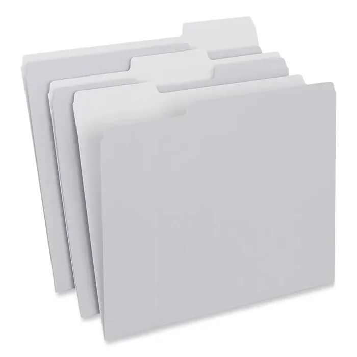 Universal® Top Tab File Folders, 1/3-Cut Tabs Assorted, Letter Size, 0.75″ Expansion, Gray, 100/Box