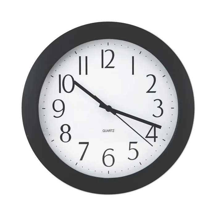 Universal® Whisper Quiet Clock, 12″ Overall Diameter, Black Case, 1 Aa (sold Separately)
