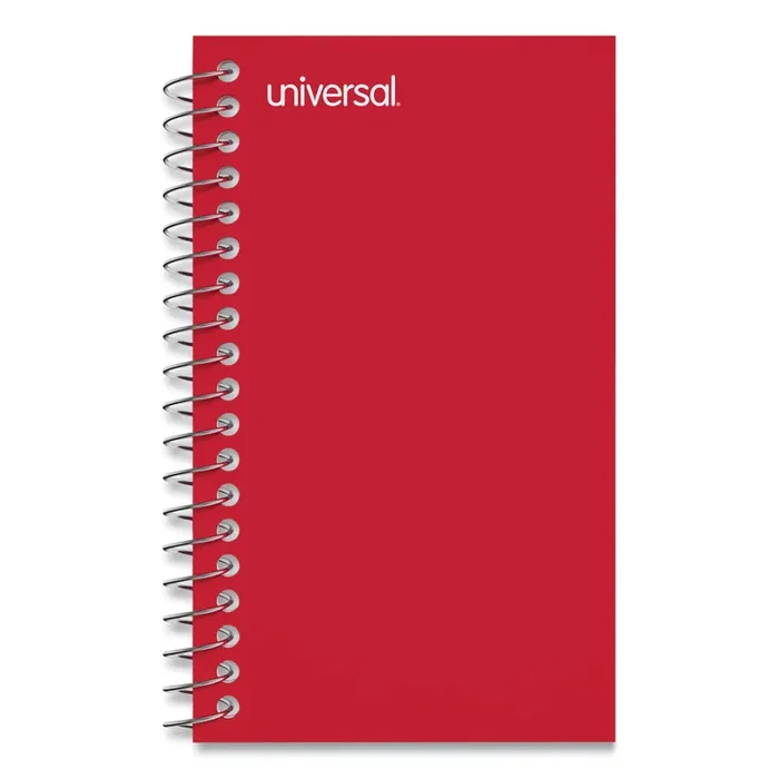 Universal® Wirebound Memo Book, Narrow Rule, Red Cover, (50) 5 x 3 Sheets, 12/Pack
