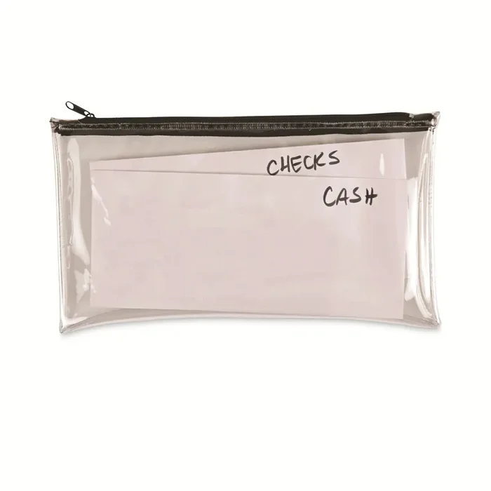 Universal® Zippered Wallets/cases, Leatherette Pu, 11 X 6, Clear/black, 2/pack