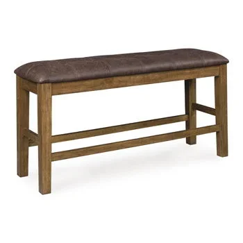Urbinforte – Double Counter Height Upholstered Bench – Light Brown