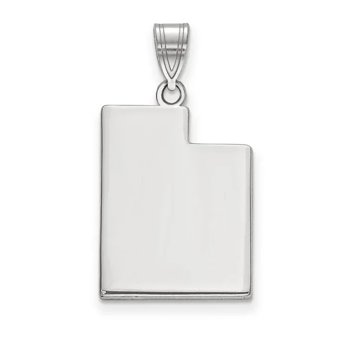 Utah State Pendant Charm 14k White Gold Engravable XNA707W-UT
