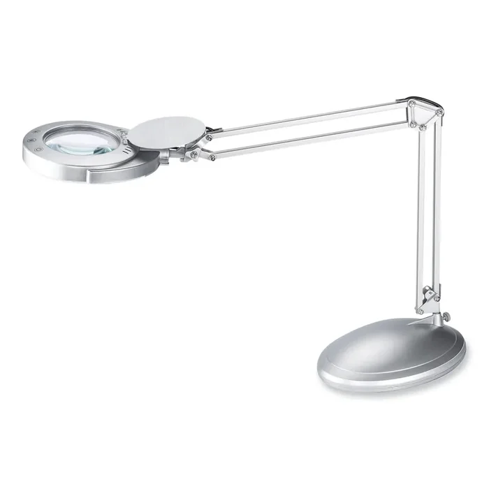 V-Light LED Magnifier Lamp with Clamp, Swing Arm, 22″ High, Silver