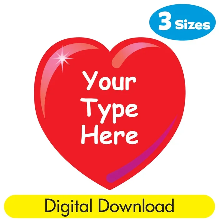 Valentine Heart Printable Decor Editable Cut-Outs