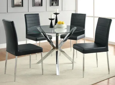 Vance Round 41-inch Glass Top Asterisk Dining Table Chrome / CS-120760