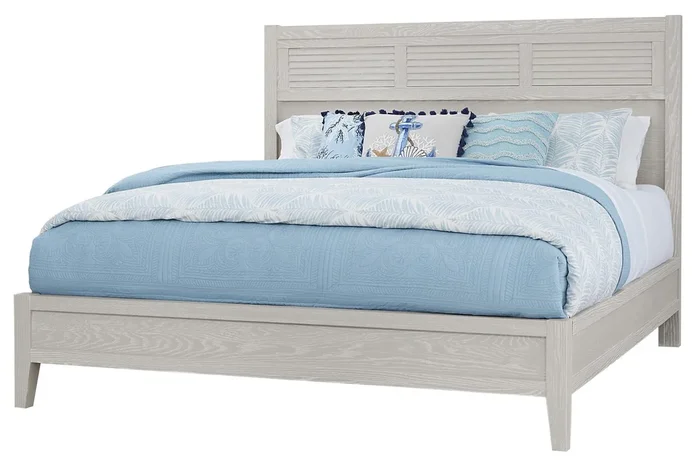 Vaughan-Bassett Passageways Oyster Grey King Louvered Bed with Low Profile Footboard in Grey