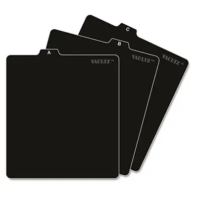 Vaultz® A-Z Cd File Guides, 1/3-Cut Top Tab, A To Z, 5 X 5.75, Black, 26/set