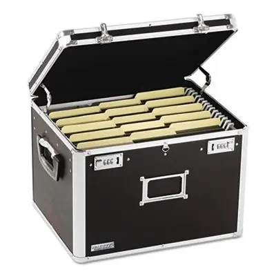 Vaultz® Locking File Chest with Adjustable File Rails, Letter/Legal Files, 17.5″ x 14″ x 12.5″, Black