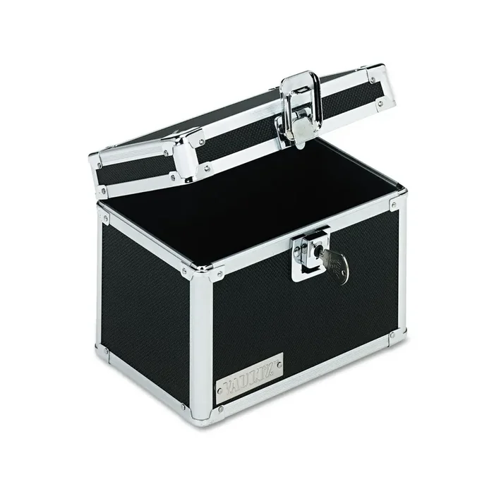 Vaultz® Vaultz Locking Index Card File With Flip Top, Holds 450 4 X 6 Cards, 7 X 5 X 5, Black