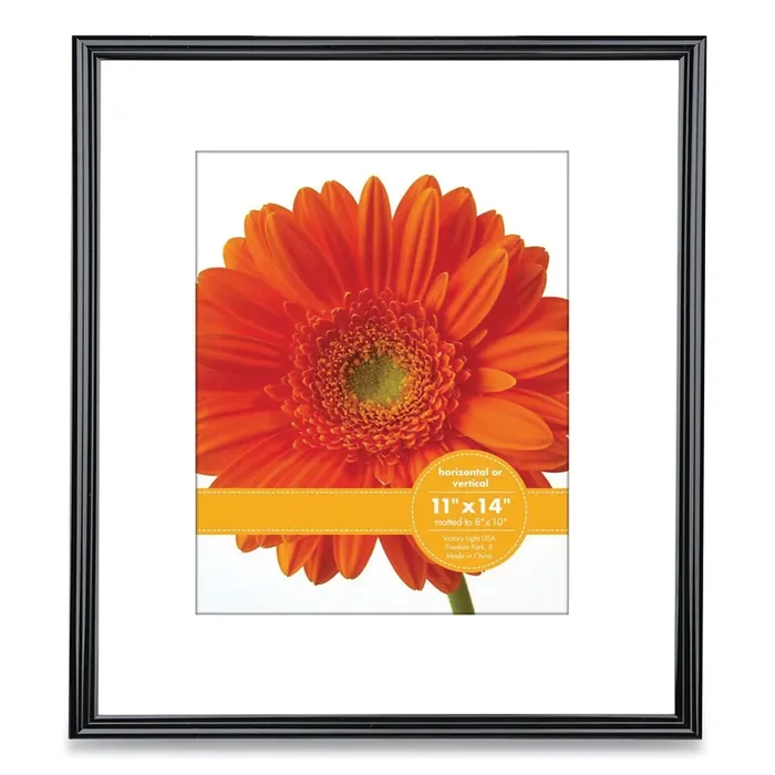 Victory Light Plastic Poster Frame With Mat, 8 X 10 Insert, Black
