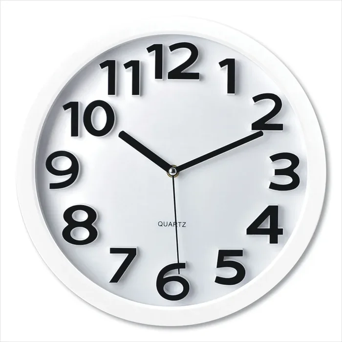 Victory Light Wall Clock with Raised Numerals and Silent Sweep Dial, 13‘ Overall Diameter, White Case, White Face, 1 AA (sold separately)